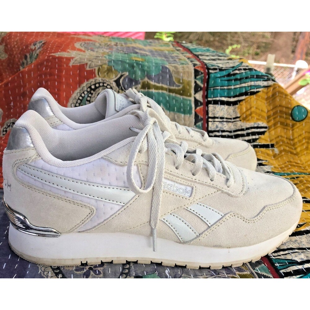 Reebok Classic Harman Run Women's Size 7.5 Shoes White Silver Metallic Sneakers